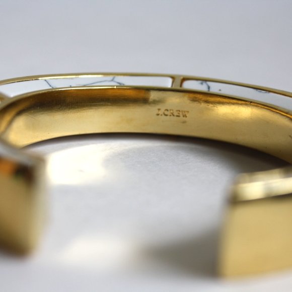 J.Crew Goldtone Cuff style bracelet encased Marble Extra Small Wrist - Picture 4 of 4
